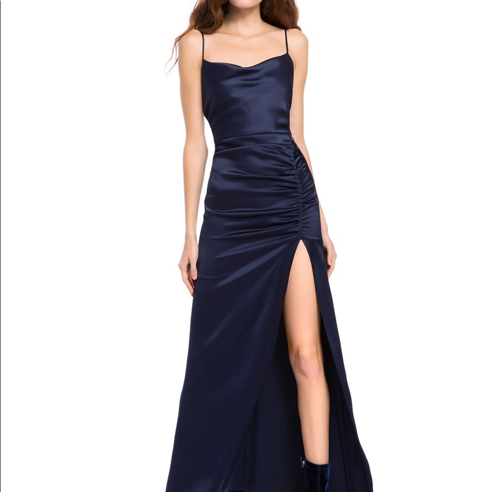 Alice + Olivia silk long dress Black navy blue like new